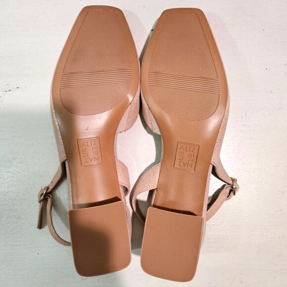 Naturalizer Womens Sz 10M Metallic Leather Slingback Pumps Low Heels Dress Shoes - Picture 4 of 11